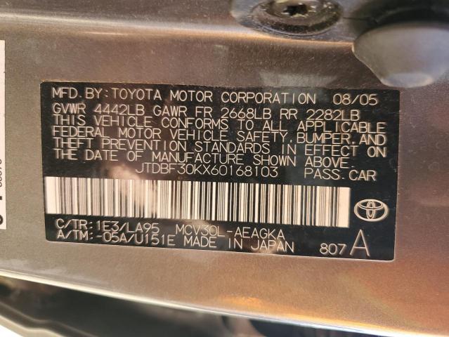 JTDBF30KX60168103 - 2006 TOYOTA CAMRY LE Boz foto 12