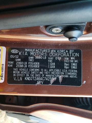 KNDJT2A64C7425517 - 2012 KIA SOUL + BROWN photo 12