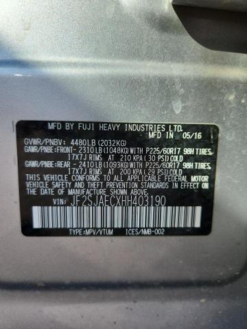 JF2SJAECXHH403190 - 2017 SUBARU FORESTER 2.5I PREMIUM ვერცხლისფერი ფოტო 13