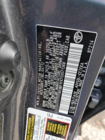 4T1BF1FK7CU571368 - 2012 TOYOTA CAMRY BASE გრაფიტი ფოტო 12