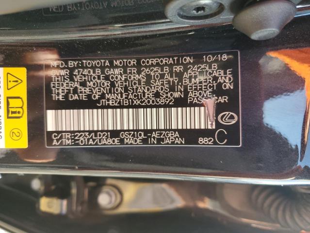 JTHBZ1B1XK2003892 - 2019 LEXUS ES 350 أسود صورة 12