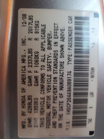 1HGCP26449A089174 - 2009 HONDA ACCORD LXP SILVER photo 12