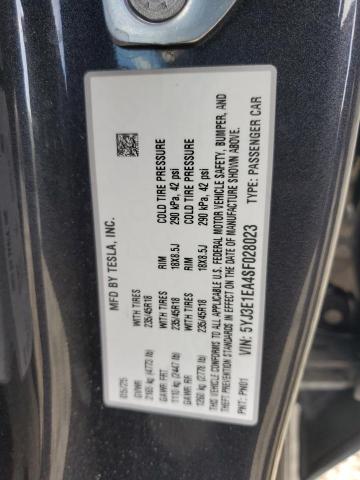 5YJ3E1EA4SF028023 - 2025 TESLA MODEL 3 Siyah fotoğraf 12