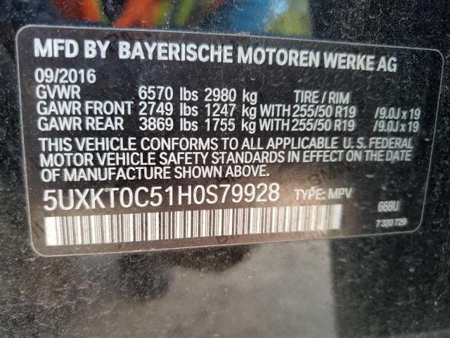 5UXKT0C51H0S79928 - 2017 BMW X5 XDR40E BLACK photo 13