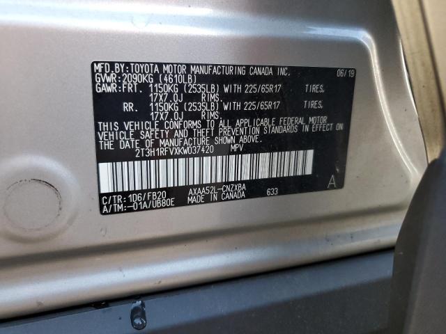 2T3H1RFVXKW037420 - 2019 TOYOTA RAV4 LE Srebrny zdjęcie 13