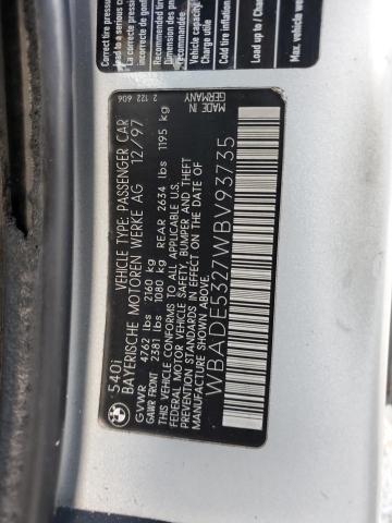 WBADE5327WBV93735 - 1998 BMW 540 I BLUE photo 12