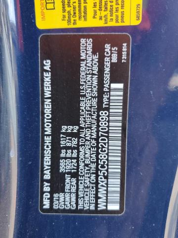 WMWXP5C58G2D70898 - 2016 MINI COOPER BLUE photo 12