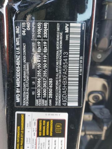 4JGDA5HBXFA585413 - 2015 MERCEDES-BENZ ML 350 4MATIC BLACK photo 13