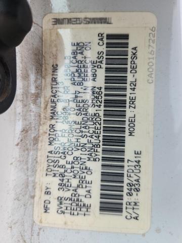 5YFBU4EE2DP142564 - 2013 TOYOTA COROLLA BASE Սպիտակ լուսանկար 12
