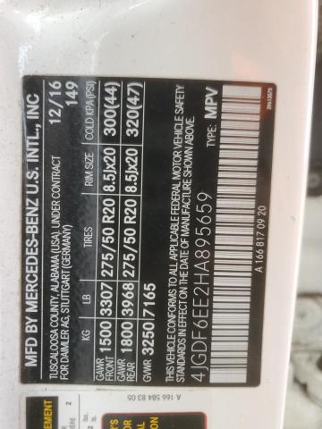 4JGDF6EE2HA895659 - 2017 MERCEDES-BENZ GLS 450 4MATIC WHITE photo 13