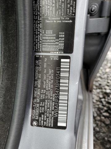 WBAEP33473PF03411 - 2003 BMW 325 XIT GRAY photo 12