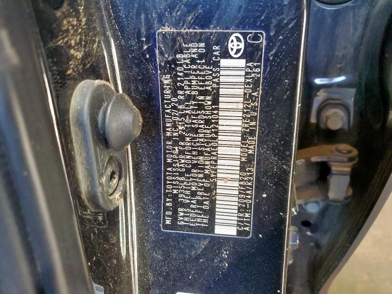 5YFEPRAE0LP121041 - 2020 TOYOTA COROLLA LE Qara foto 12