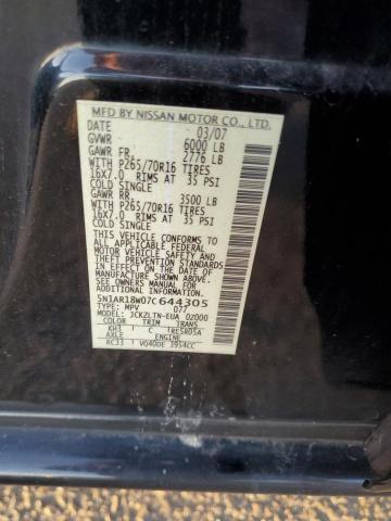 5N1AR18W07C644305 - 2007 NISSAN PATHFINDER LE შავი ფოტო 13