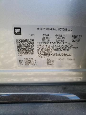 5GAERBKW2MJ265111 - 2021 BUICK ENCLAVE ESSENCE 银色 照片 13