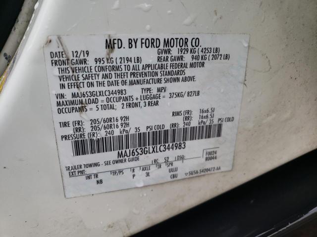 MAJ6S3GLXLC344983 - 2020 FORD ECOSPORT SE Weiß Foto 12