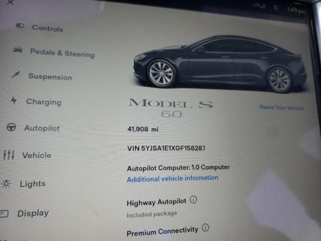 5YJSA1E1XGF158287 - 2016 TESLA MODEL S GRAY photo 9