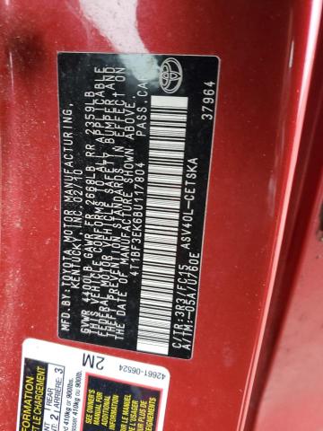 4T1BF3EK6BU117804 - 2011 TOYOTA CAMRY BASE RED photo 12