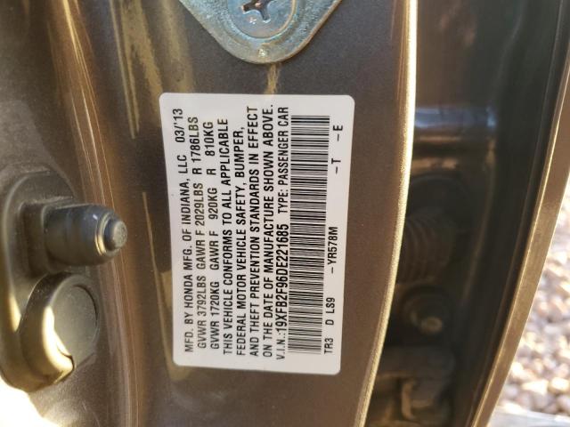 19XFB2F96DE221685 - 2013 HONDA CIVIC EXL ნაცრისფერი ფოტო 12