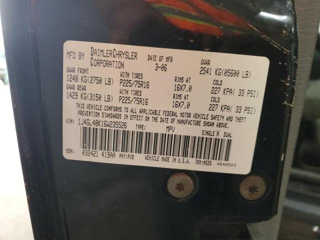 1J4GL48K16W235526 - 2006 JEEP LIBERTY SPORT შავი ფოტო 13