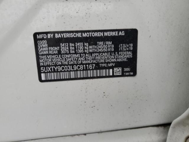 5UXTY9C03L9C81167 - 2020 BMW X3 XDRIVEM40I Beyaz fotoğraf 13