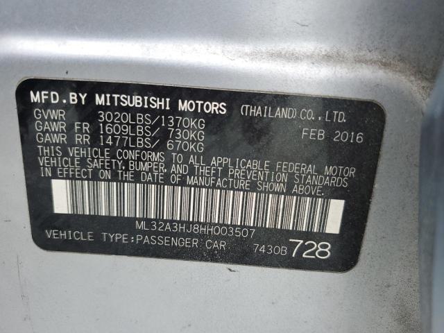 ML32A3HJ8HH003507 - 2017 MITSUBISHI MIRAGE ES SILVER photo 12