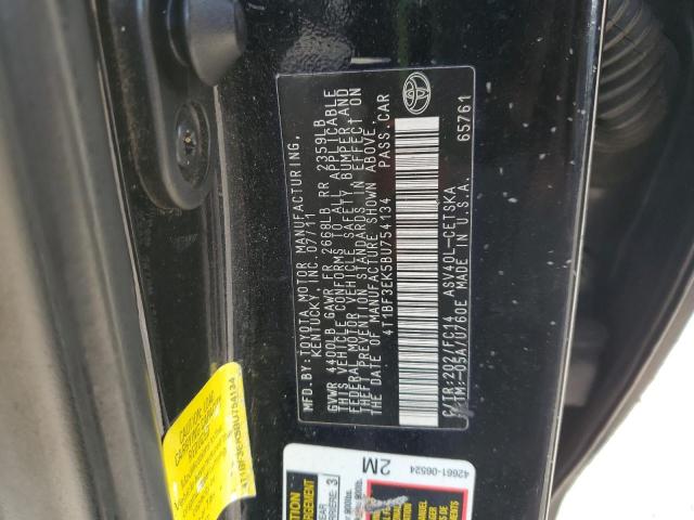 4T1BF3EK5BU754134 - 2011 TOYOTA CAMRY BASE BLACK photo 12