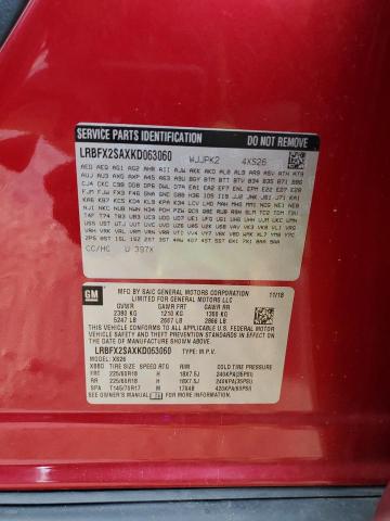 LRBFX2SAXKD063060 - 2019 BUICK ENVISION ESSENCE Կարմիր լուսանկար 13