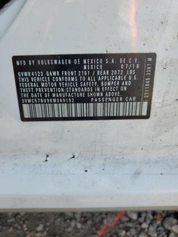 3VWC57BU9KM069192 - 2019 VOLKSWAGEN JETTA S Սպիտակ լուսանկար 12