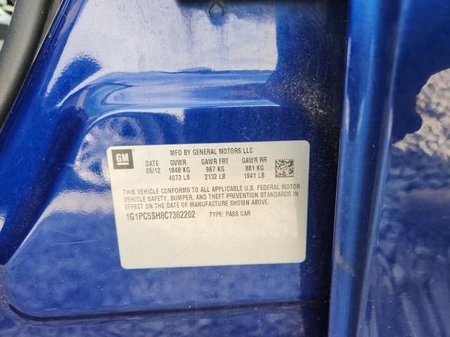 1G1PC5SH8C7362202 - 2012 CHEVROLET CRUZE LS BLUE photo 12