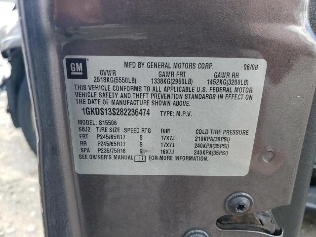 1GKDS13S282236474 - 2008 GMC ENVOY Сұр фото 13