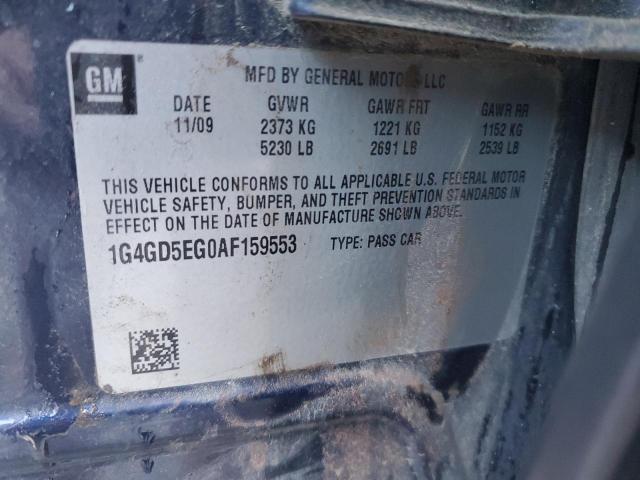 1G4GD5EG0AF159553 - 2010 BUICK LACROSSE CXL 蓝色 照片 12