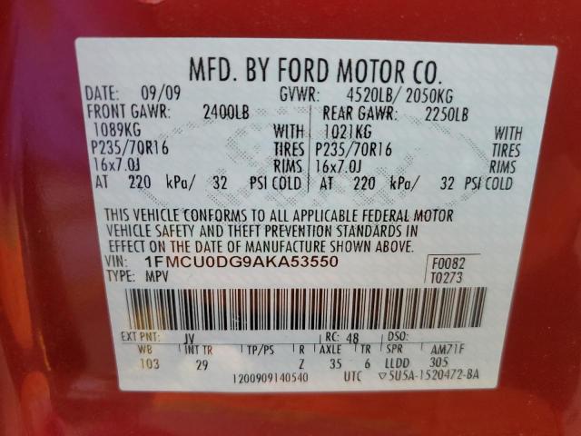 1FMCU0DG9AKA53550 - 2010 FORD ESCAPE XLT 红色 照片 13
