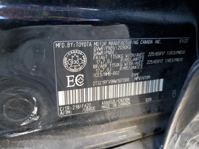 2T3Z1RFV9NW187088 - 2022 TOYOTA RAV4 LE 黑色 照片 14