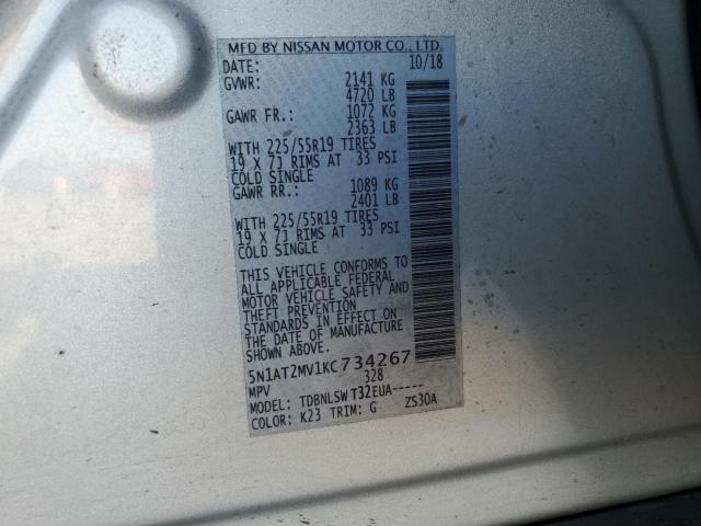 5N1AT2MV1KC734267 - 2019 NISSAN ROGUE S SILVER photo 13