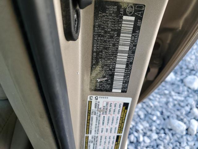 2T1BR30E27C792762 - 2007 TOYOTA COROLLA CE თაფლისფერი ფოტო 12