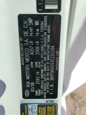 3KPFN5A39JE231294 - 2018 KIA FORTE EX WHITE photo 12