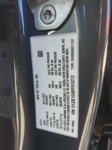 5YJ3E1EA6PF510712 - 2023 TESLA MODEL 3 Gri fotoğraf 12