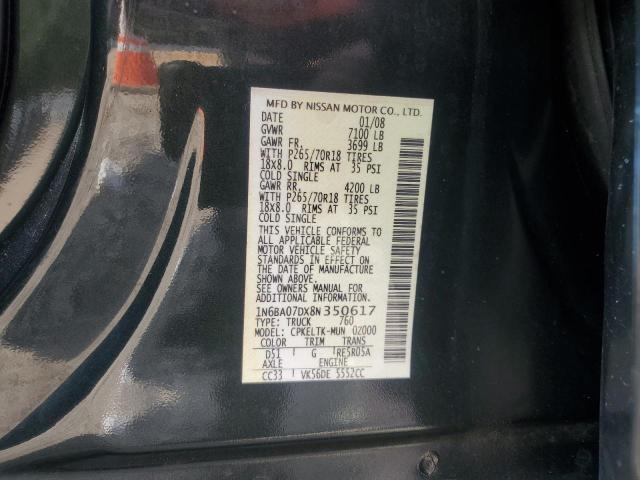 1N6BA07DX8N350617 - 2008 NISSAN TITAN XE Жасыл фото 12