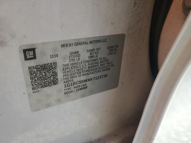 1G1BC5SMXK7123739 - 2019 CHEVROLET CRUZE LS Ақ фото 12