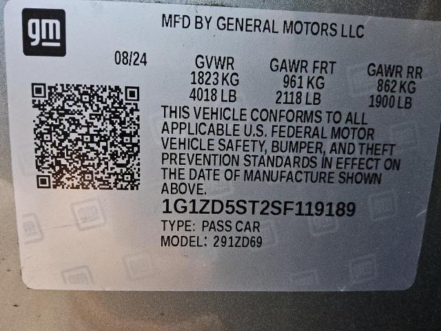 1G1ZD5ST2SF119189 - 2025 CHEVROLET MALIBU LT SILVER photo 12