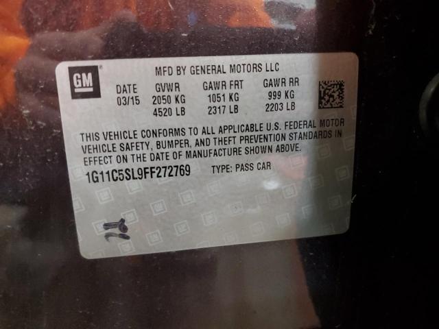 1G11C5SL9FF272769 - 2015 CHEVROLET MALIBU 1LT CHARCOAL photo 12