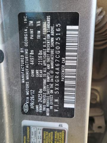 5XXGR4A67CG075165 - 2012 KIA OPTIMA SX SILVER photo 12