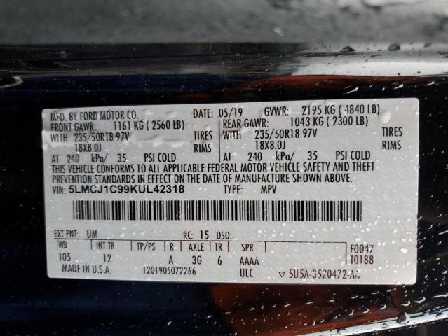 5LMCJ1C99KUL42318 - 2019 LINCOLN MKC Чорний фото 13