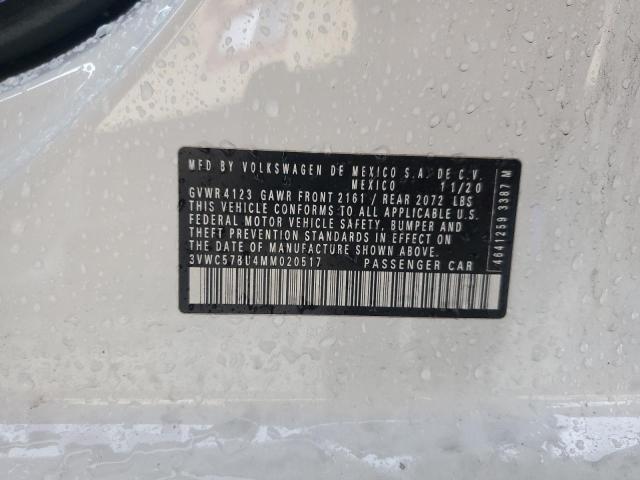 3VWC57BU4MM020517 - 2021 VOLKSWAGEN JETTA S WHITE photo 12