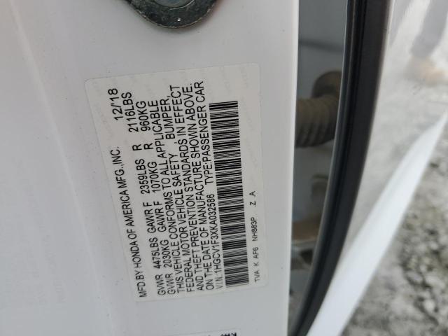 1HGCV1F3XKA032586 - 2019 HONDA ACCORD SPORT 白色 照片 12