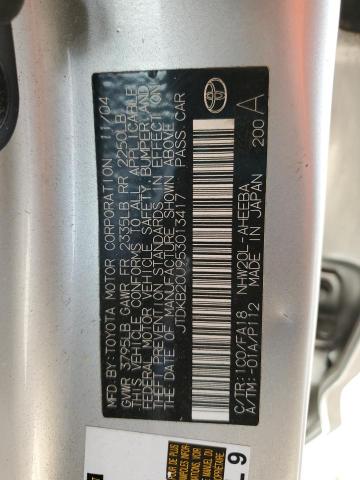 JTDKB20U953013417 - 2005 TOYOTA PRIUS ვერცხლისფერი ფოტო 12