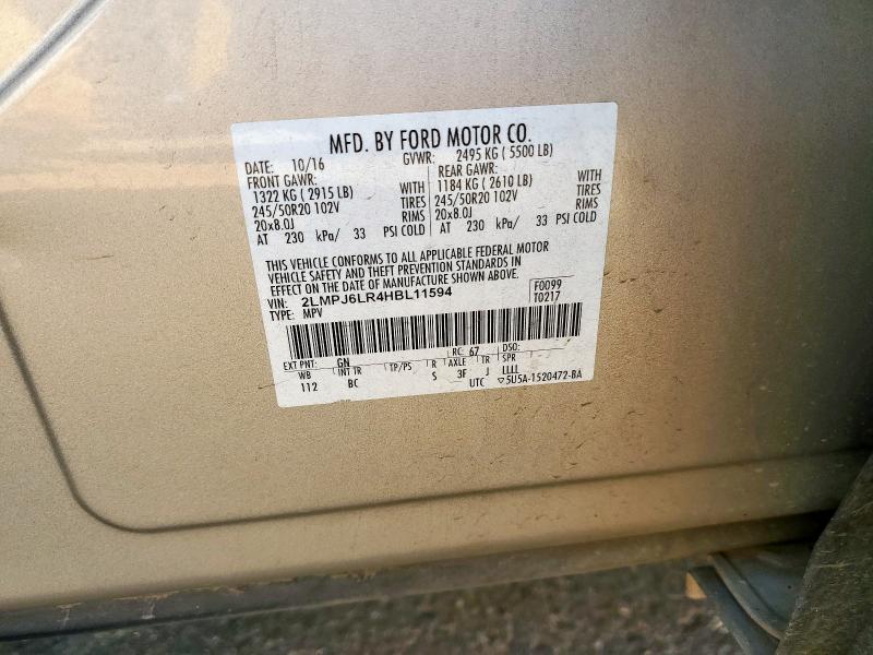 2LMPJ6LR4HBL11594 - 2017 LINCOLN MKX RESERVE Kahverengi fotoğraf 13