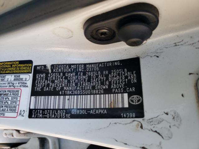 4T1BK36B55U018826 - 2005 TOYOTA AVALON XL أبيض صورة 12