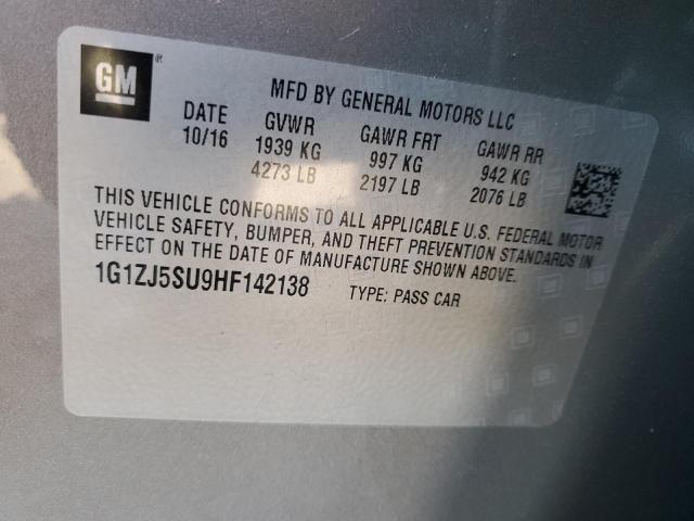 1G1ZJ5SU9HF142138 - 2017 CHEVROLET MALIBU HYBRID SILVER photo 12