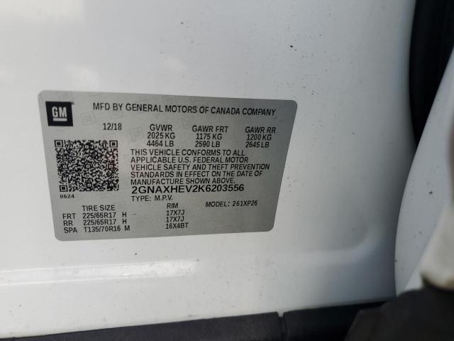 2GNAXHEV2K6203556 - 2019 CHEVROLET EQUINOX LS თეთრი ფოტო 14